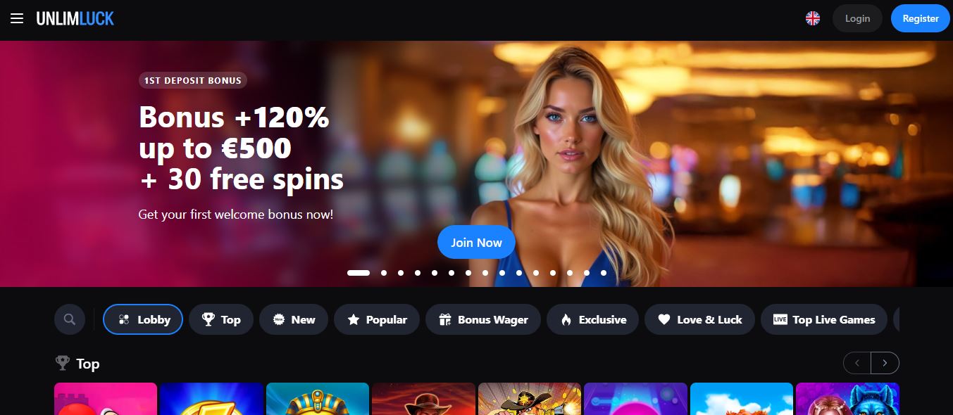 Join UnlimLuck casino and get free spins bonus